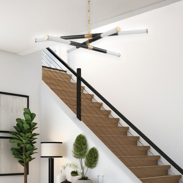 Adonis - 6 Light - Chandelier - Satin Brass & Matte Black - W:152cm