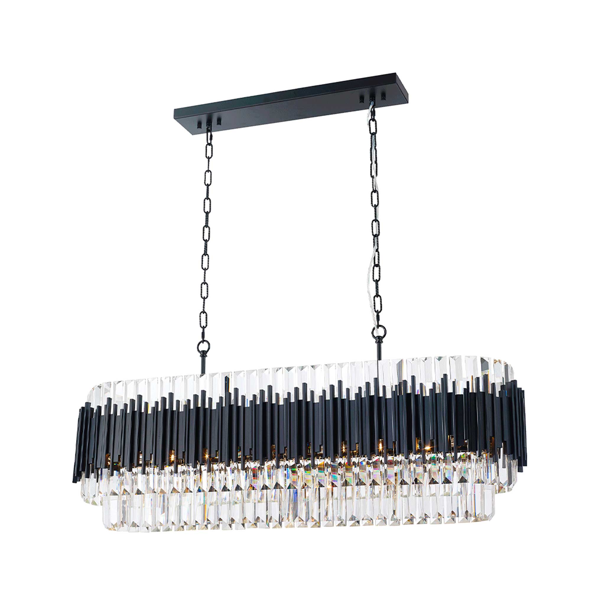 Black rectangular shop crystal chandelier