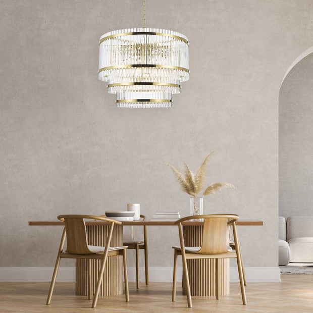 Harlow Collection - 3 Layer Chandelier - Satin Brass - W:80cm